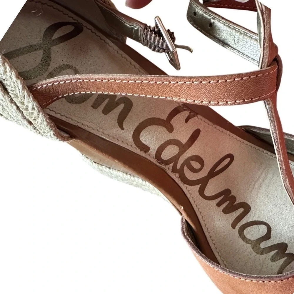 Sam Edelman Women's Brown Leather‎ Espadrille Wedge Sandals Size 7.5